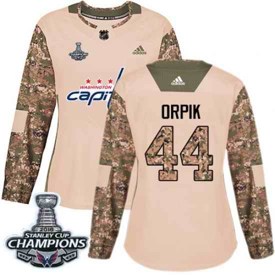 Adidas Capitals #44 Brooks Orpik Camo Authentic 2017 Veterans Day Stanley Cup Final Champions Womens Stitched NHL Jersey
